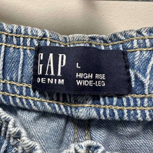 Gap Denim High Rise Wide-Leg Pull-On Light Wash Jeans Large Spring 2024 - Picture 3 of 10